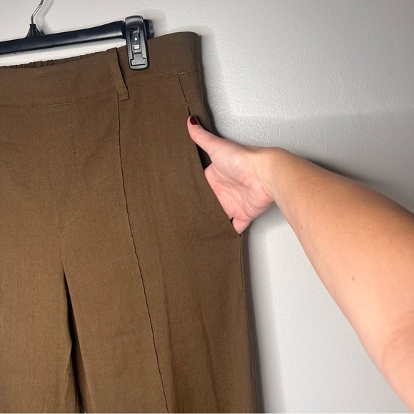 VINCE Women’s Linen-Blend High-Waist Pull-On Pant Sz. Large Olive Green Trousers - Picture 5 of 13